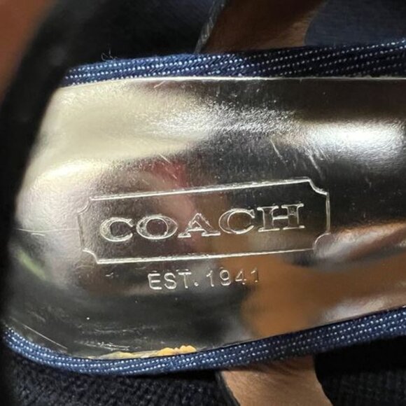 COACH DANI High Heels, Platform Open-Toe, Denim & Leather 6.5 - Picture 4 of 7